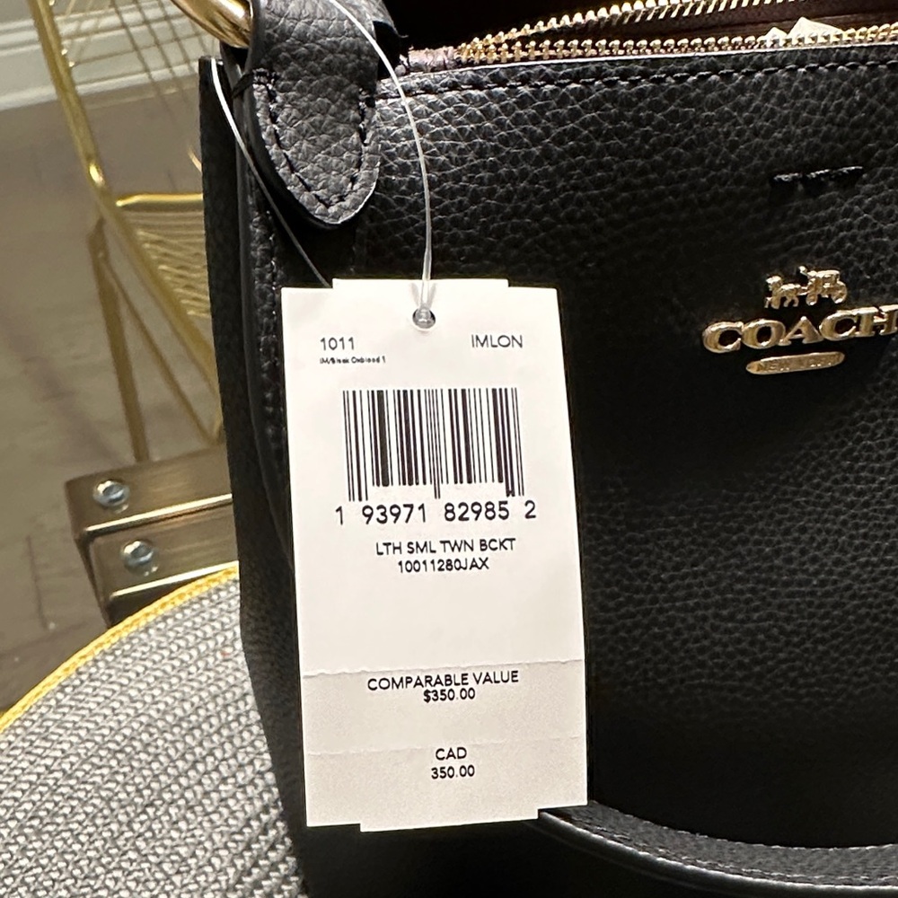 Coach Black Pebbled Leather Shoulder Bucket Bag with Gold Hardware - Picture 10 of 10